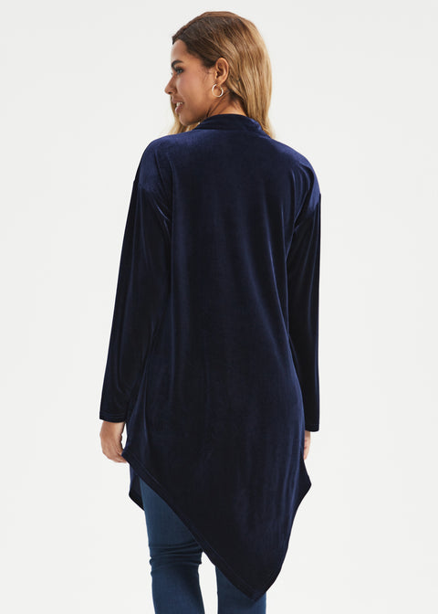 LuxeVelvet Serenity Asymmetrical Tunic (Navy)