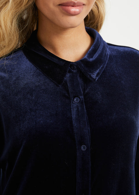 LuxeVelvet Serenity Asymmetrical Tunic (Navy)