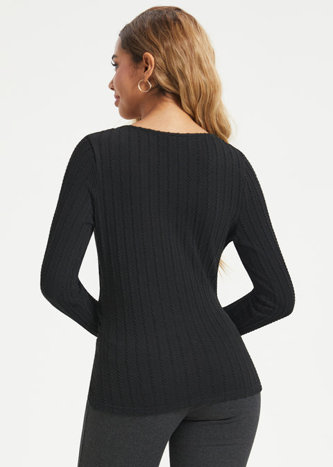 MiniCable Surplice Long Sleeve Tunic (Black)