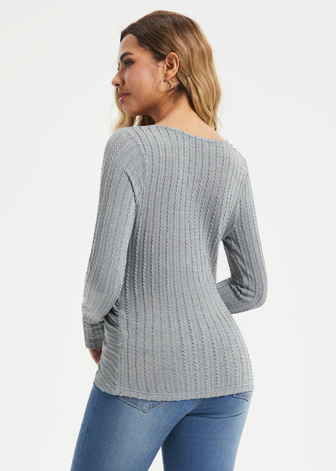 MiniCable Surplice Long Sleeve Tunic (Light Charcoal)