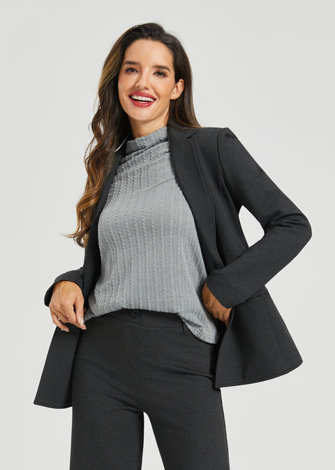 MiniCable Long Sleeve Mockneck (Charcoal)