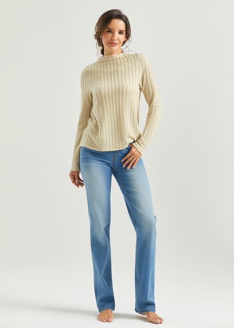MiniCable Long Sleeve Mockneck (Oatmeal)