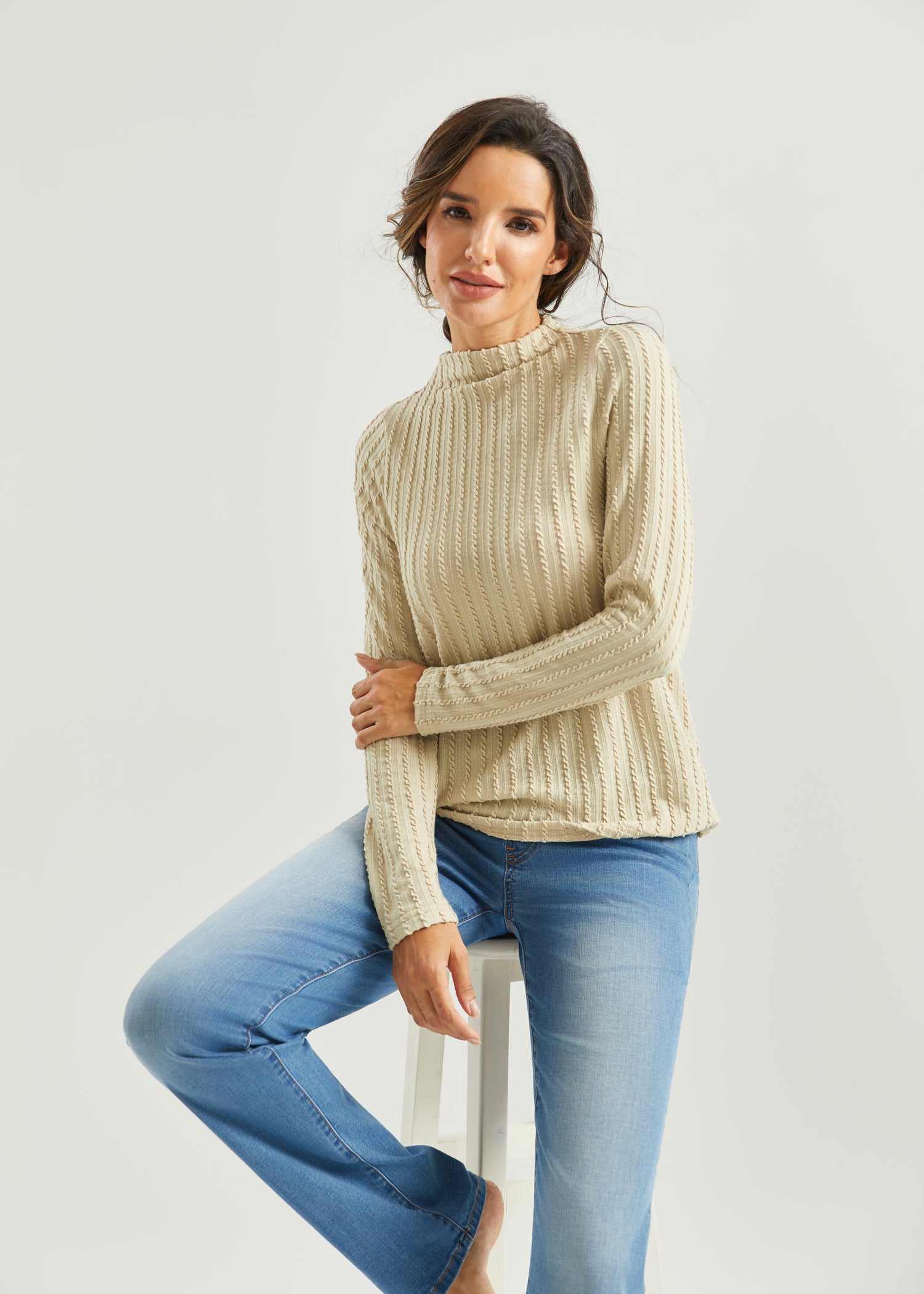 MiniCable Long Sleeve Mockneck (Oatmeal) – Betabrand
