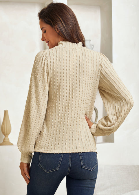 MiniCable Puff Sleeve Mockneck (Oatmeal)