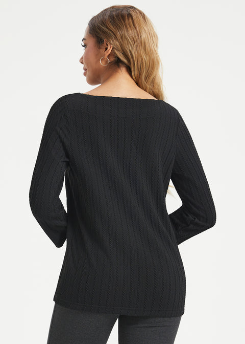 MiniCable Boatneck Long Sleeve Tunic (Black)