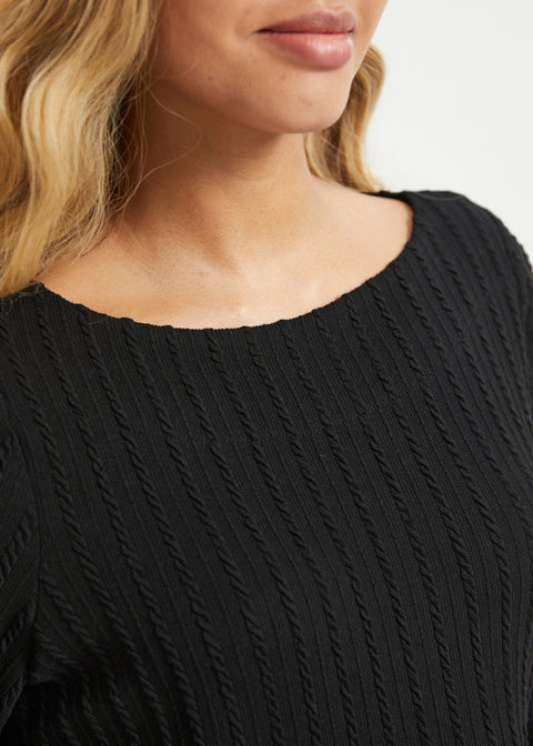 MiniCable Boatneck Long Sleeve Tunic (Black)
