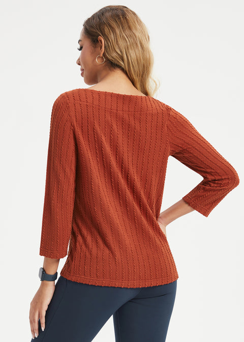 MiniCable Boatneck Long Sleeve Tunic (Rust)