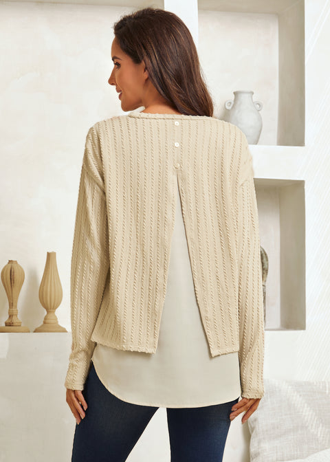MiniCable Layered Boatneck (Oatmeal)