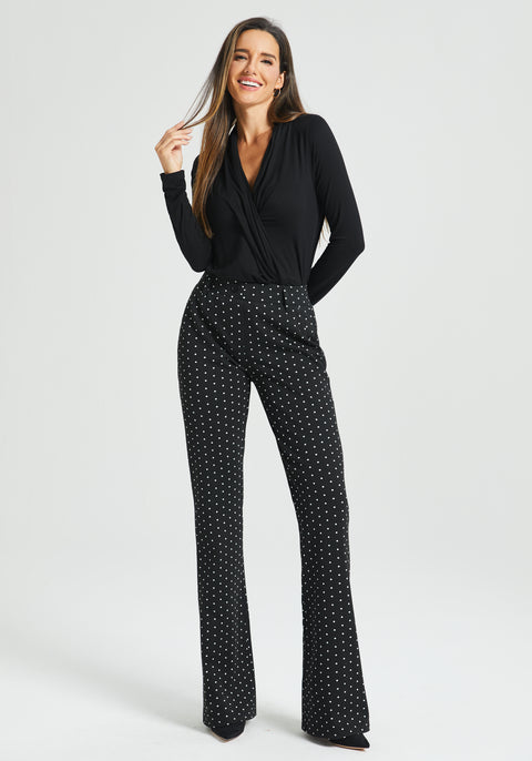 ⏰ PRESALE | Classic Dress Pant Yoga Pant | Bootcut (Black Ivory Dot)