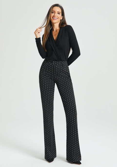 ⏰ PRESALE | Classic Dress Pant Yoga Pant | Bootcut (Black Ivory Dot)