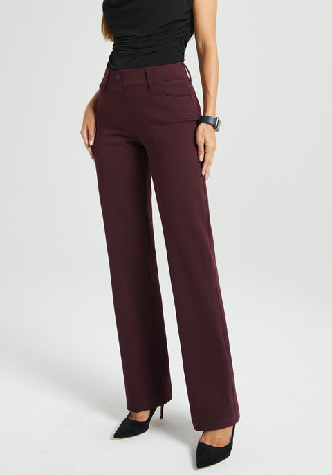 ⏰ PRESALE | 7-Pocket Dress Pant Yoga Pant | Straight (Burgundy Black Dot)