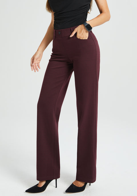 ⏰ PRESALE | 7-Pocket Dress Pant Yoga Pant | Straight (Burgundy Black Dot)