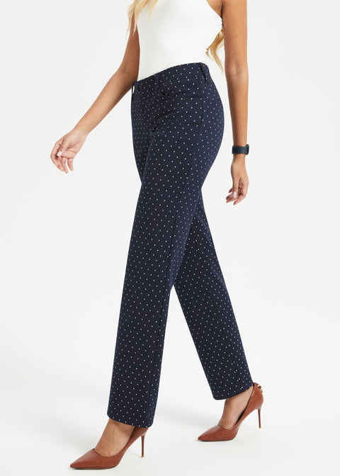 7-Pocket DPYP™ Dress Pant Yoga Pant | Straight (Navy White Dot)