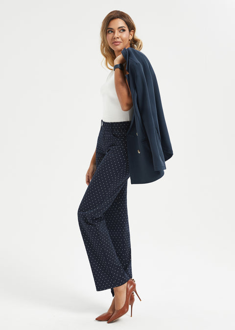7-Pocket DPYP™ Dress Pant Yoga Pant | Straight (Navy White Dot)