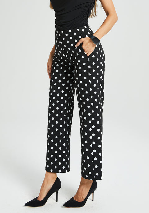 ⏰ PRESALE | Monroe Crop Trouser | Straight (Black Ivory Dot)