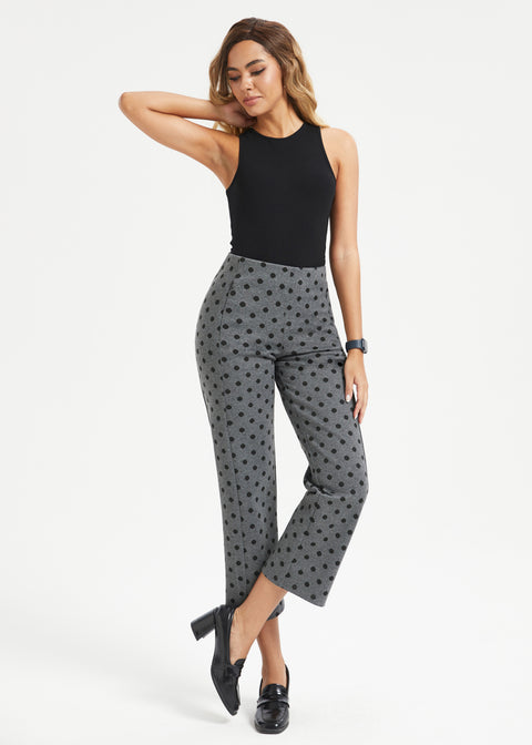 Monroe Crop Trouser | Straight (Charcoal Black Dot)