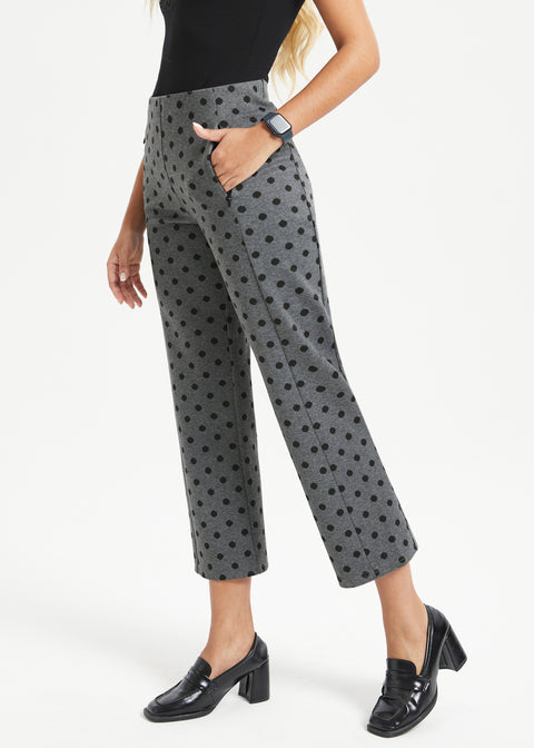 Monroe Crop Trouser | Straight (Charcoal Black Dot)