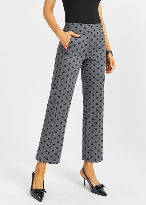 Monroe Crop Trouser | Straight (Charcoal Black Dot)