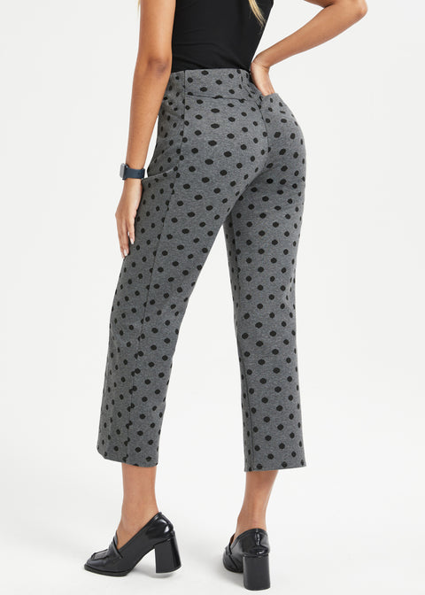 Monroe Crop Trouser | Straight (Charcoal Black Dot)