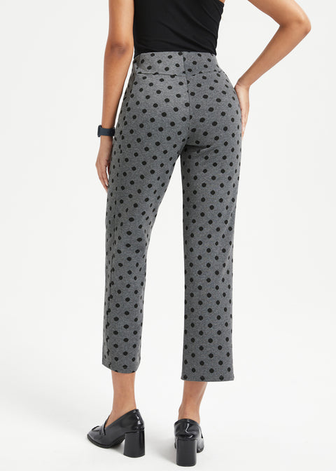 Monroe Crop Trouser | Straight (Charcoal Black Dot)