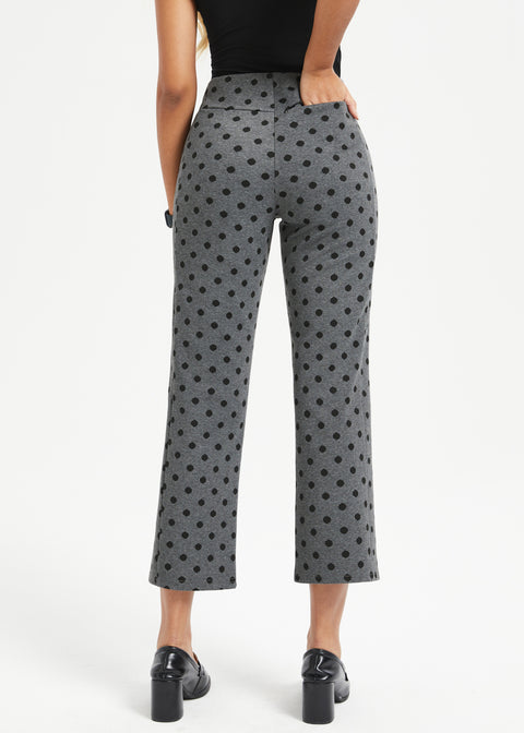 Monroe Crop Trouser | Straight (Charcoal Black Dot)