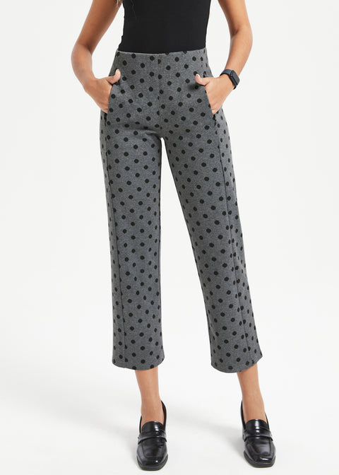 Monroe Crop Trouser | Straight (Charcoal Black Dot)