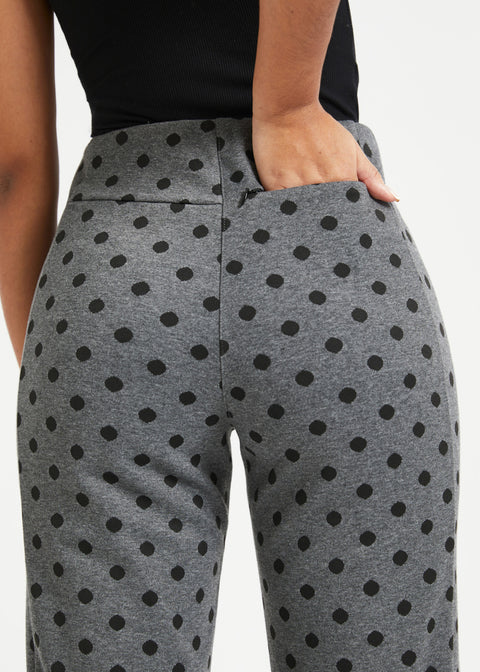 Monroe Crop Trouser | Straight (Charcoal Black Dot)