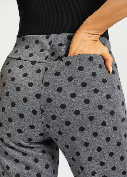 Monroe Crop Trouser | Straight (Charcoal Black Dot)
