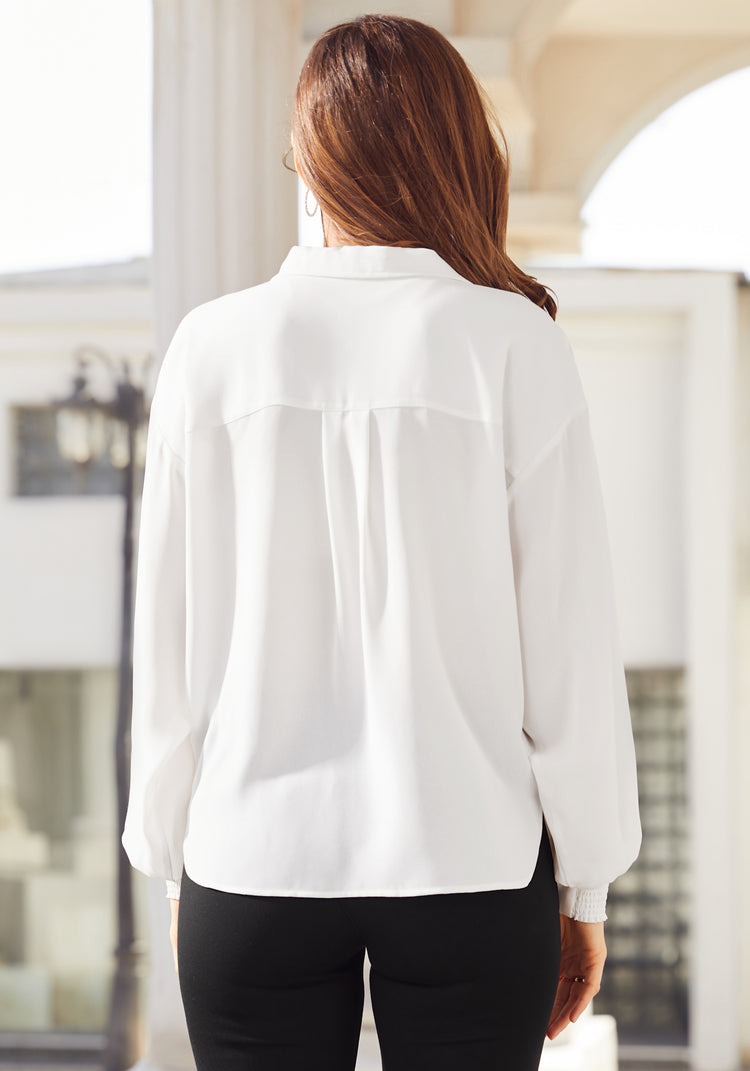 Crossover Poet Blouse (Ivory)