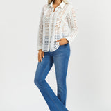Eyelet Shirt Long Sleeve | Cotton (Star White) - Final Sale