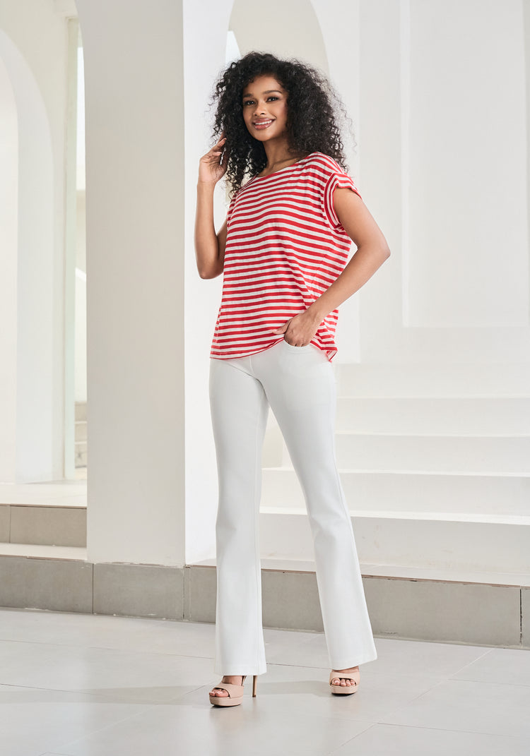Cuffed Muscle Tee (Crimson Stripe)