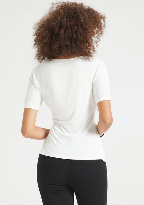 Faux Wrap Tee (Ivory)
