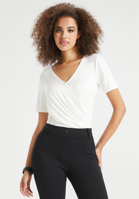 Faux Wrap Tee (Ivory)