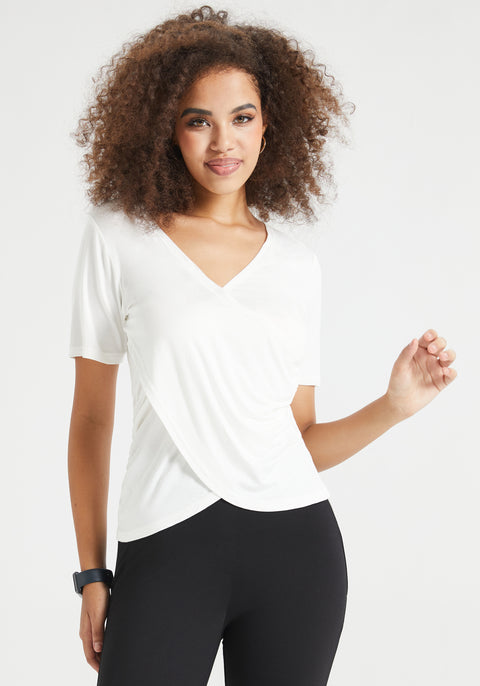 Faux Wrap Tee (Ivory)