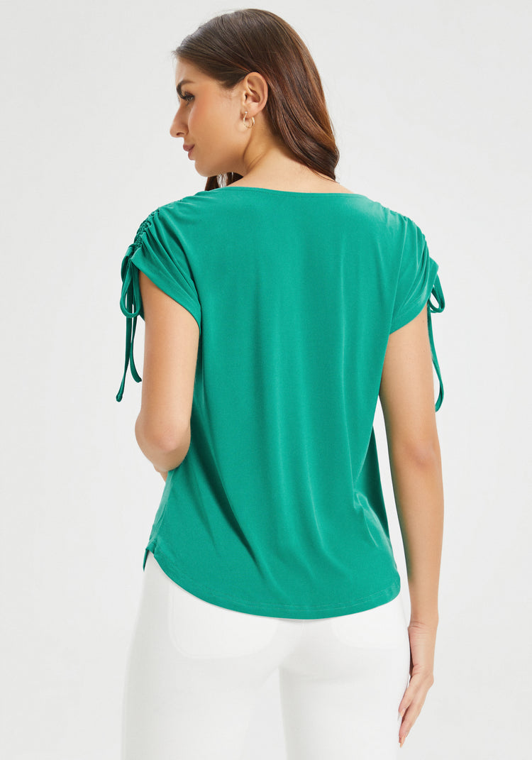 Ruched Shoulder Tee (Spearmint)
