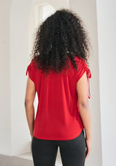 Ruched Shoulder Tee (Crimson)