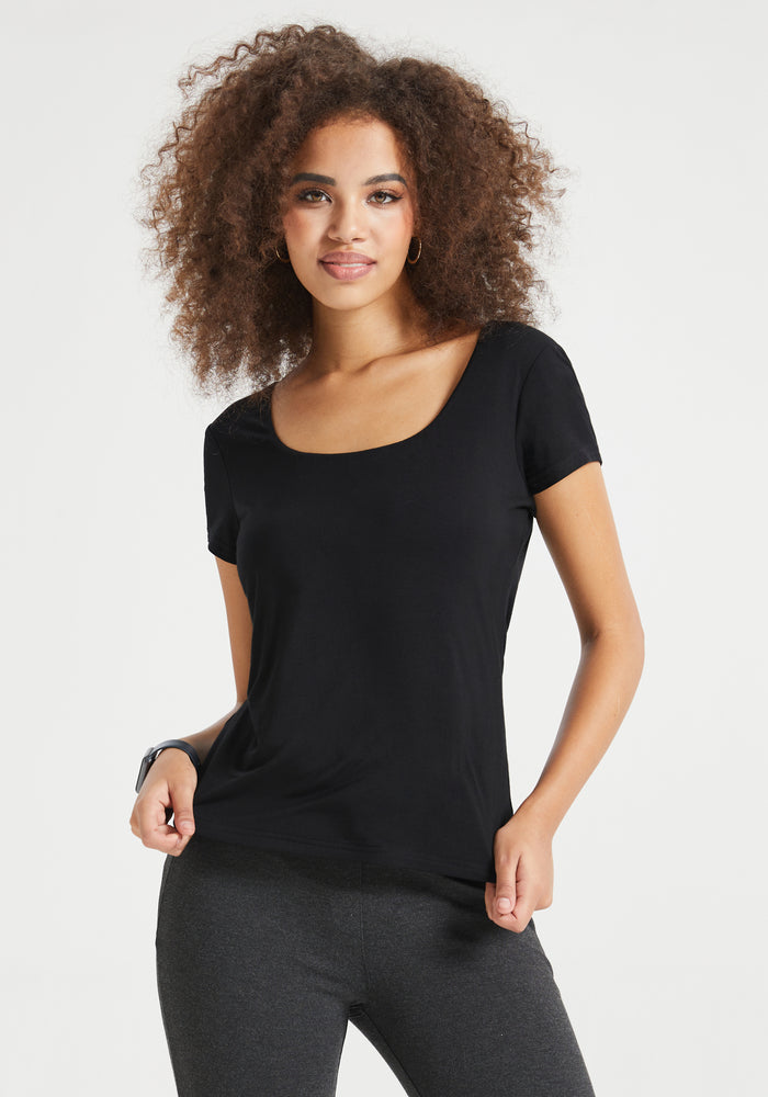 Square Neck Short Sleeve Tee (Black)