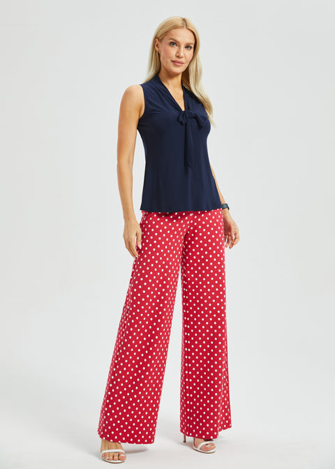 Sleeveless Bow Blouse (Navy)