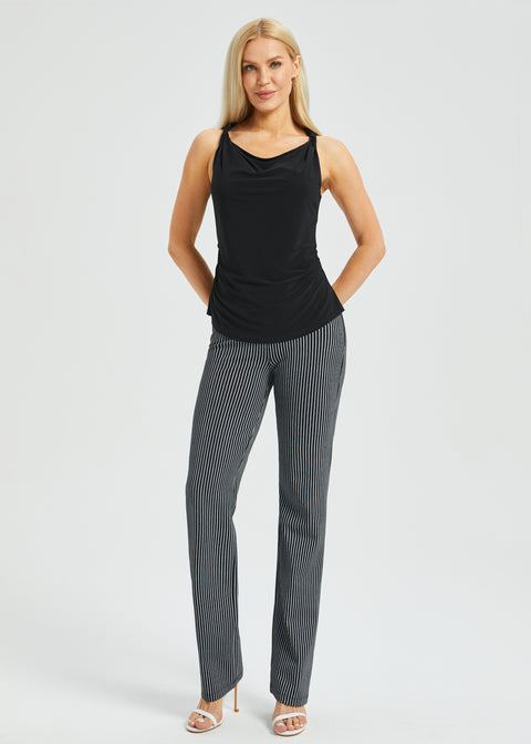 Twist Strap Cowl Neck Top (Black)