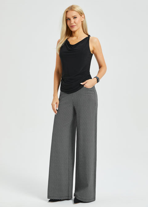 Twist Strap Cowl Neck Top (Black)