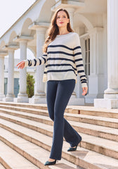 Boatneck Pullover Sweater (Navy Stripe)
