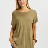 Asymmetrical Boatneck Sweater (Chai Tea) - Final Sale