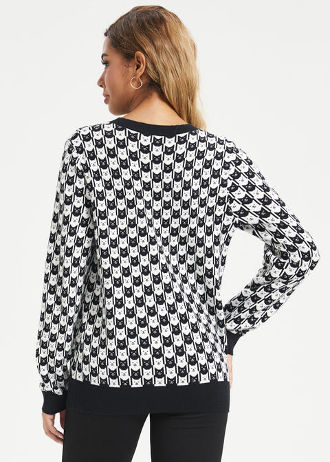 Catstooth Crewneck Pullover (Black Ivory Catstooth)
