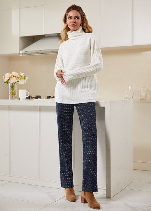 Mix Direction Rib Turtleneck (Ivory)