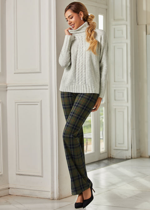 Cable Accent Turtleneck (Heather Ivory)