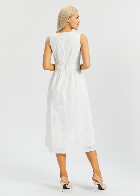 Eyelet Fit & Flare Dress | Cotton (Star White) | M / Regular (48 Inches) Eyelet Fit & Flare Dress | Cotton (Star White) | M / Regular (48 Inches)