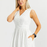 Eyelet Fit & Flare Dress | Cotton (Star White)