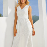Eyelet Fit & Flare Dress | Cotton (Star White)