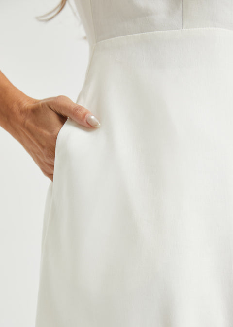 Fit & Flare Shirt Dress | AirWeave Stretch Linen (Star White)