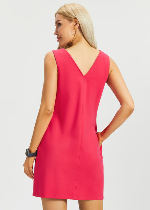 v neck shift dress Peekaboo V-Neck Shift Dress (Virtual Pink) – Betabrand